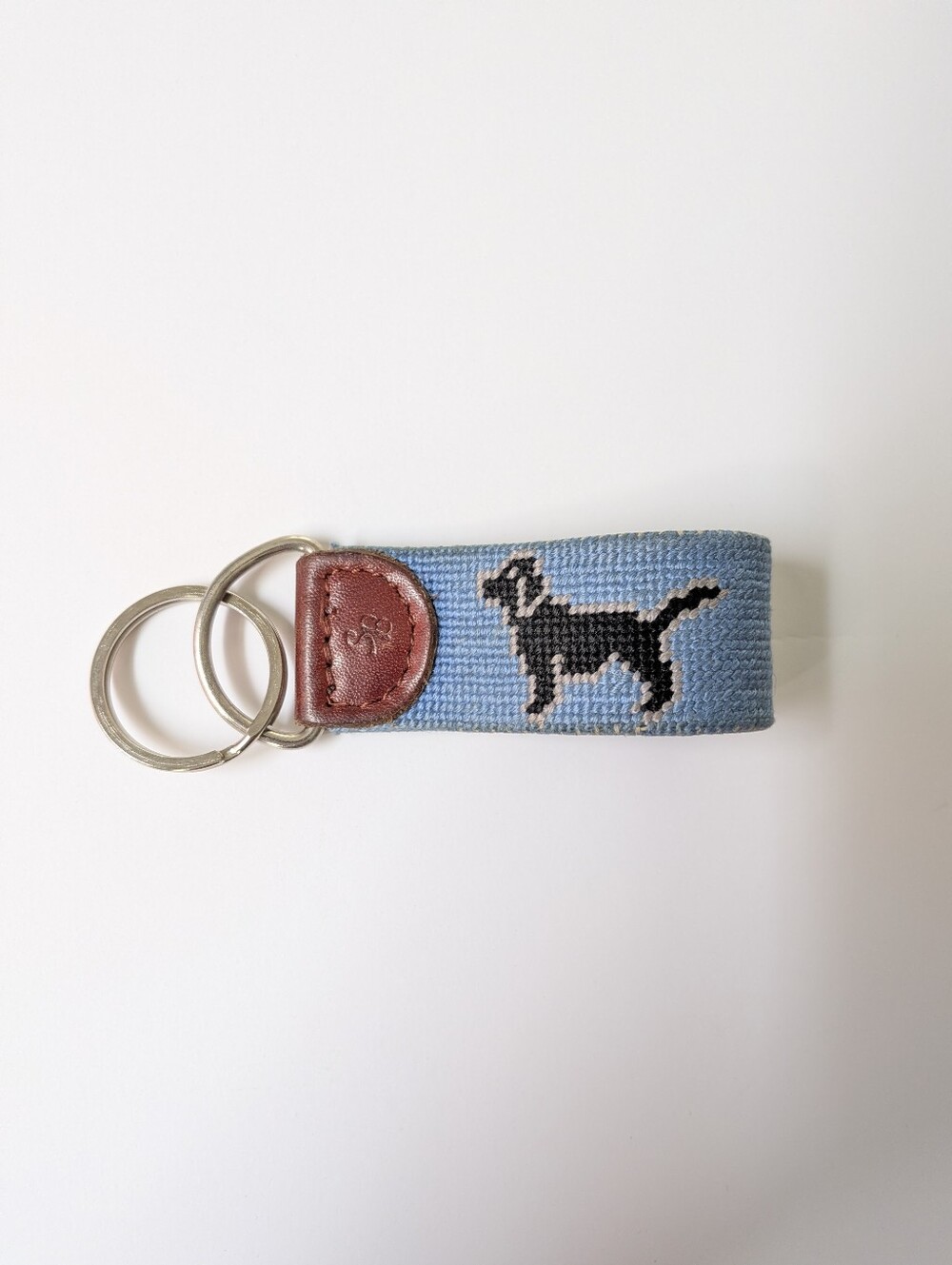 Smathers & Branson Needlepoint Black Lab Dog Needkepoiny Key Fob Keychain